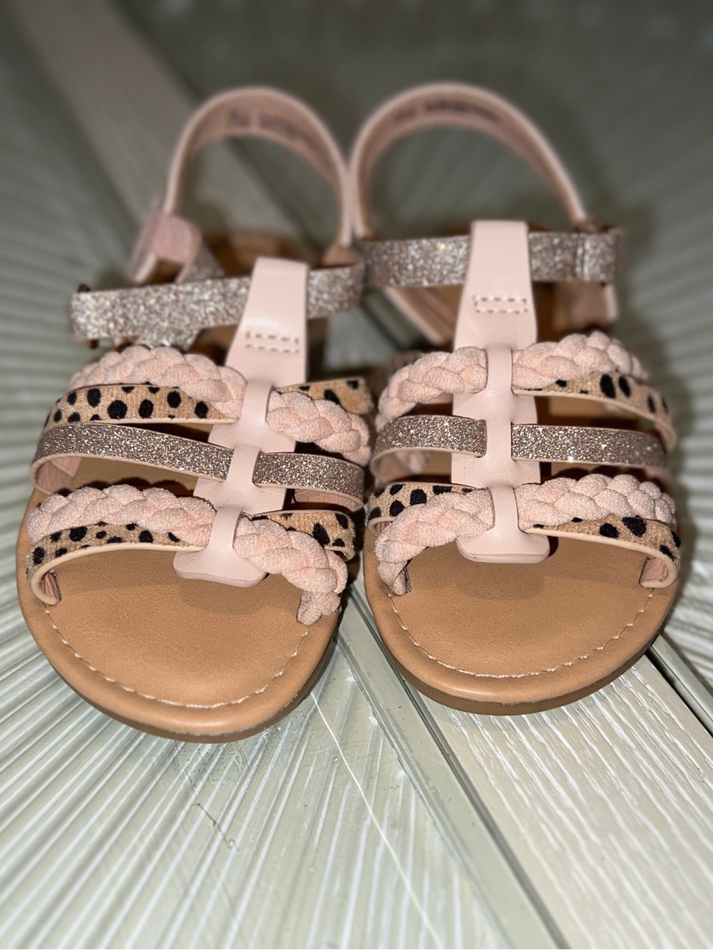 Mix No. 6 Girls' Blush Pink Braided & Glitter Sandals